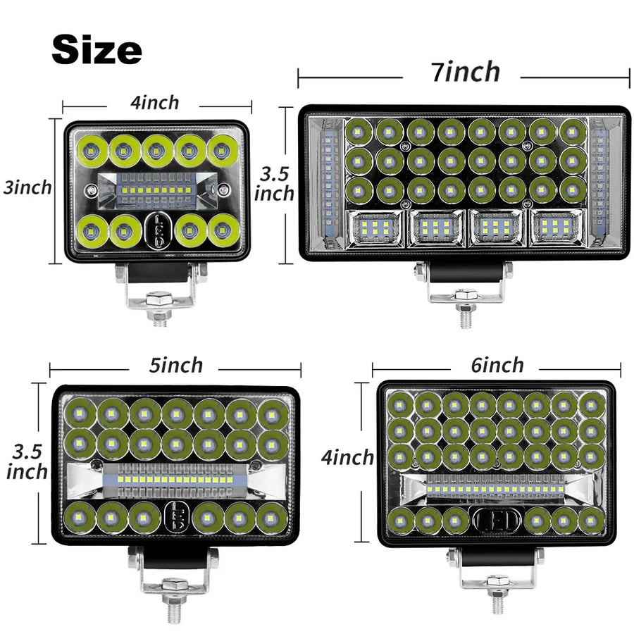 2-Piece 4-Inch/5-Inch/6-Inch/7-Inch LED Work Light Bar – Spot/Flood Combo, 12V–24V