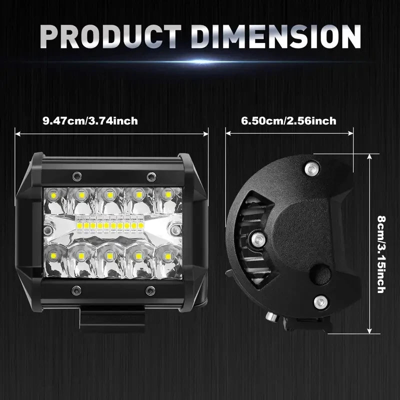2-Piece LED Work Light Pods – 60W, Spot/Flood Combo