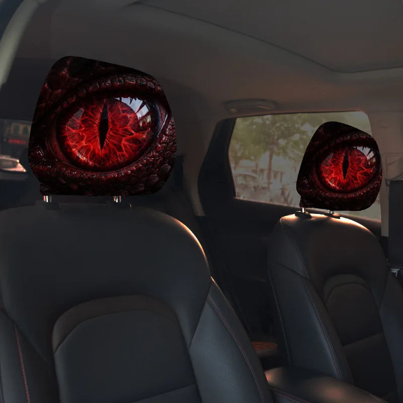 2-Piece Halloween Horror Face Car Headrest Covers – Universal Elastic Protective Sleeves