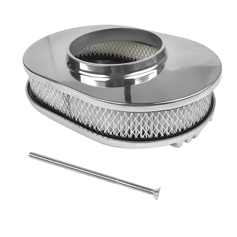 12 in Polished Oval Finned Air Cleaner – 5-1/8 in Carb Neck