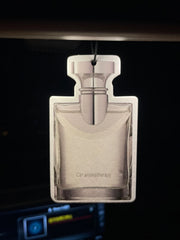 Silver Cap Clear Square Perfume Bottle Hanging Car Air Freshener