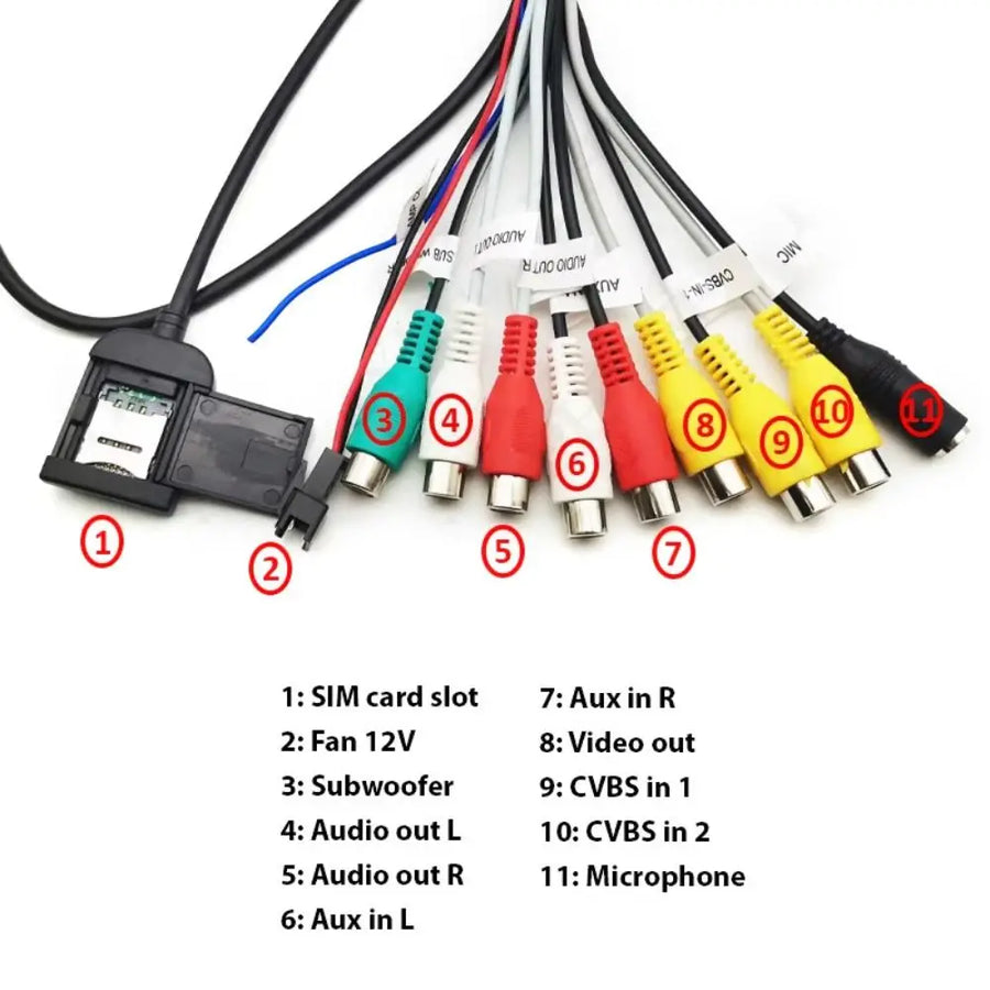 20-Pin Car Stereo RCA Input and Output Wiring Harness