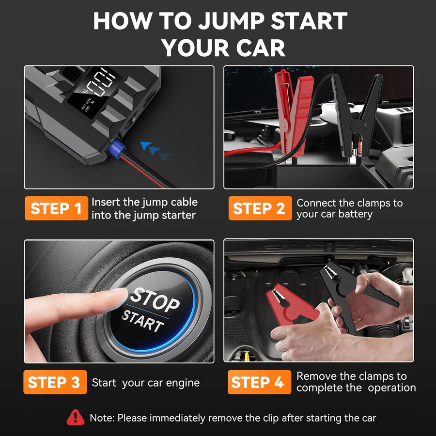 3000A 12V Car Jump Starter with 25,000mAh Power Bank