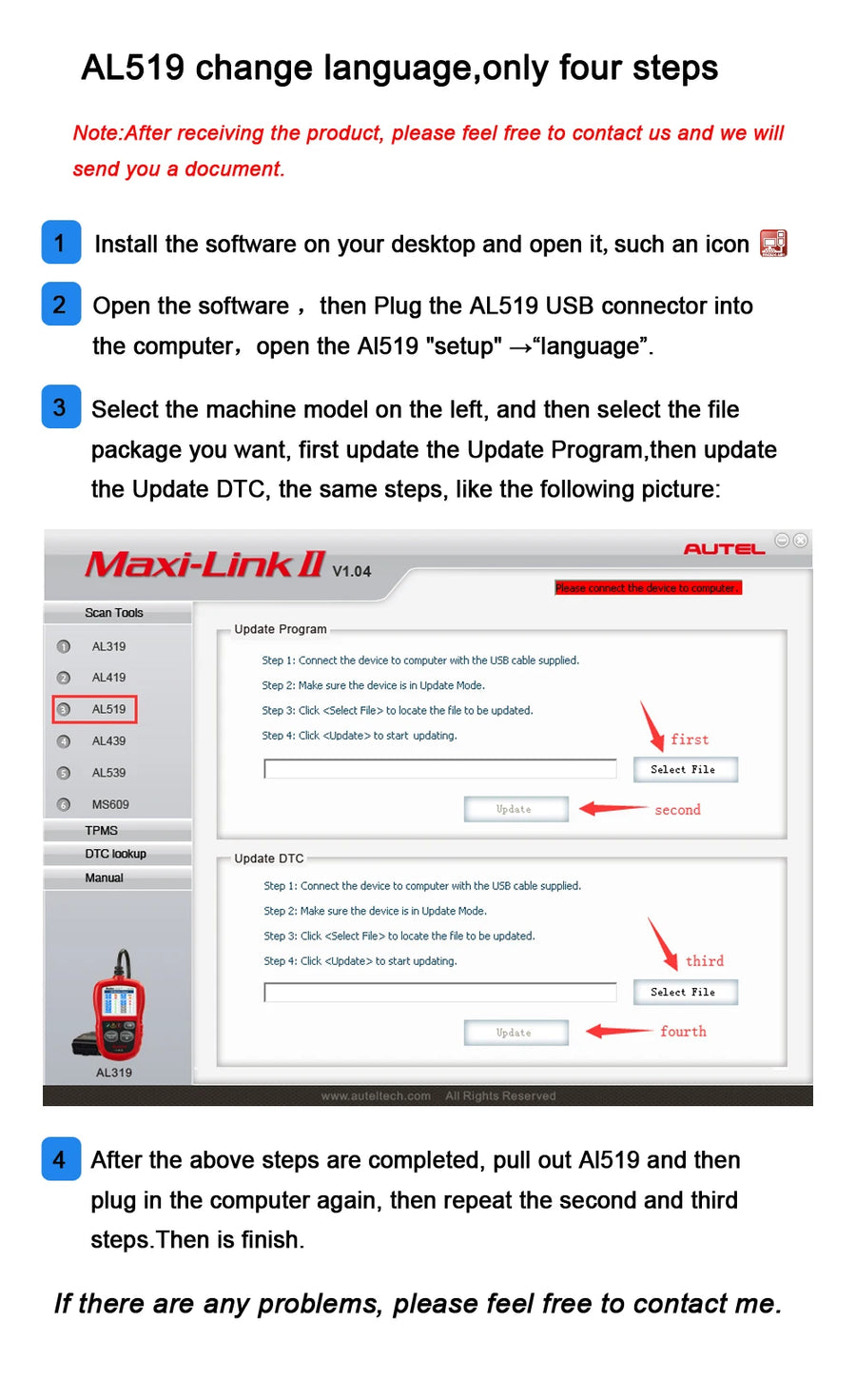 Autel AutoLink AL619 ABS/SRS and OBD2 Code Reader