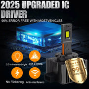 2-Piece D1S/D2S/D3S/D4S/D5S/D8S LED Headlight Conversion Bulb – 6000K, CANBUS