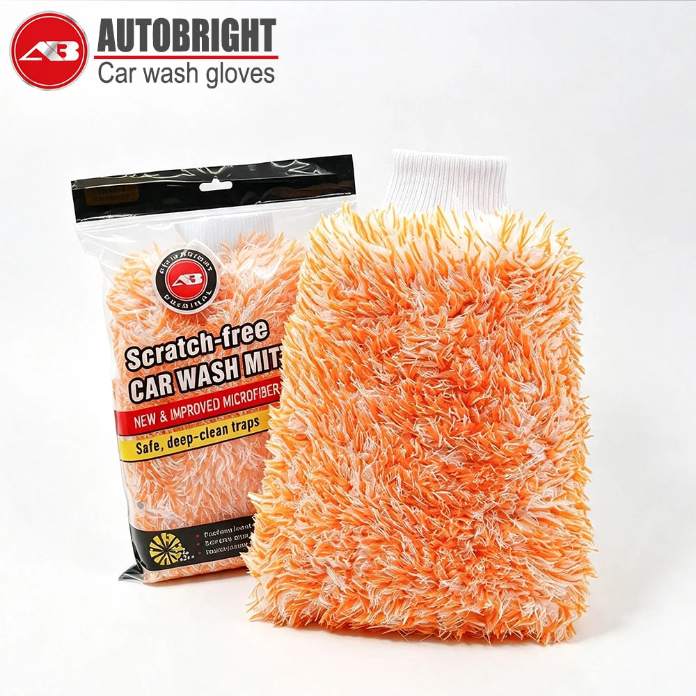 Orange Double-Sided Microfiber Car Wash Mitt