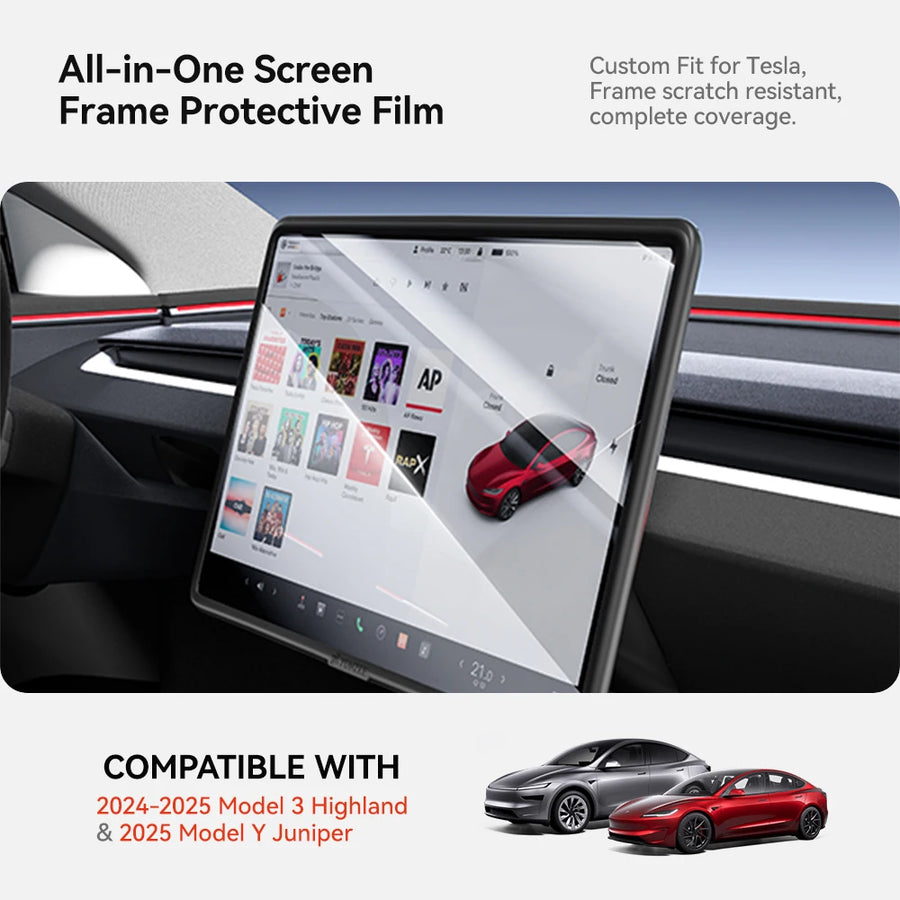 Center Touchscreen Tempered-Glass Screen Protector for Tesla Model 3/Y Highland and Juniper