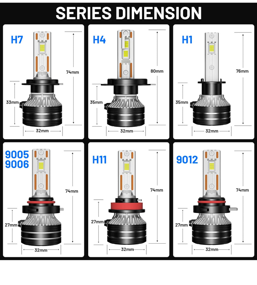 LED Headlight Bulb Kit, 6000K, 12V/24V
