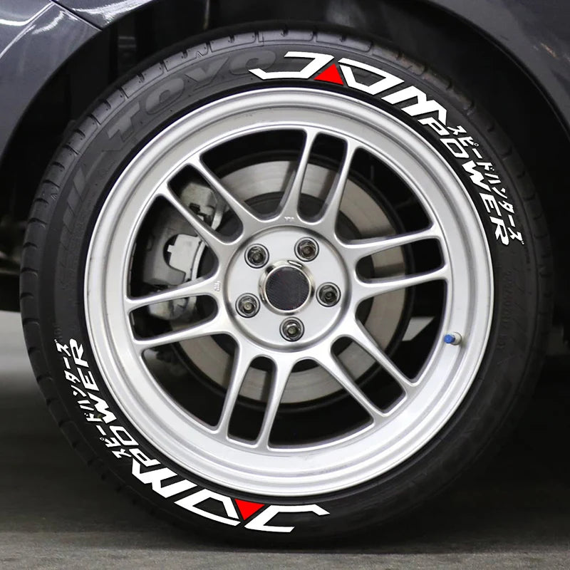 8 Pieces for Four Tires Japanese Tire Letters Stickers Pvc 3D Thickened and Auto Waterproof Tire Decor Stickers
