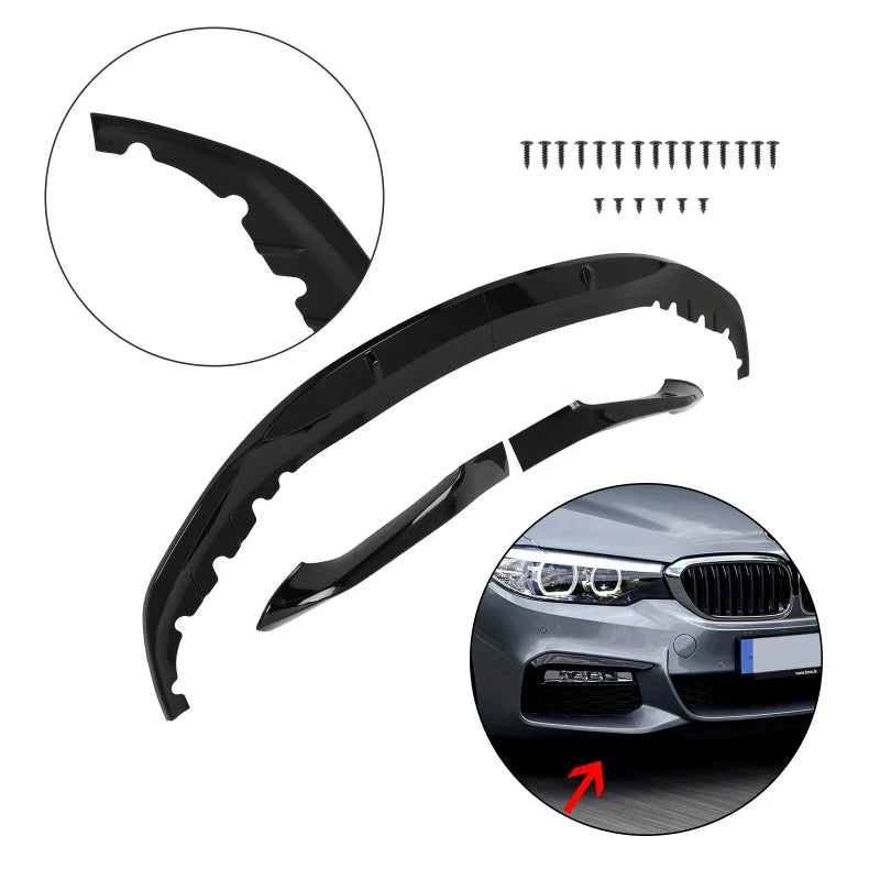 BMW 5 Series G30 M Sport Gloss-Black Front Bumper Lip – 2017–2020