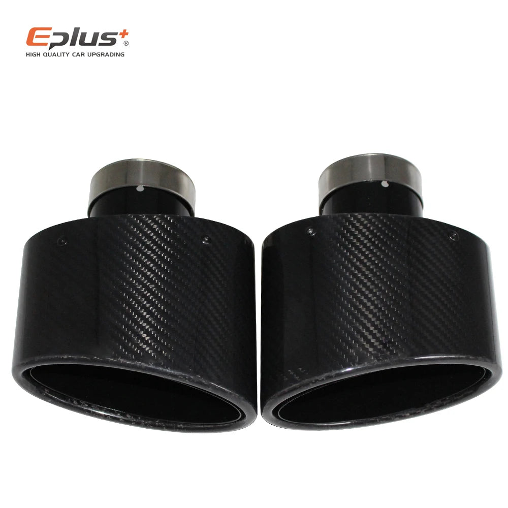 Universal Angled Oval Carbon-Fiber & Stainless Steel Exhaust Tip