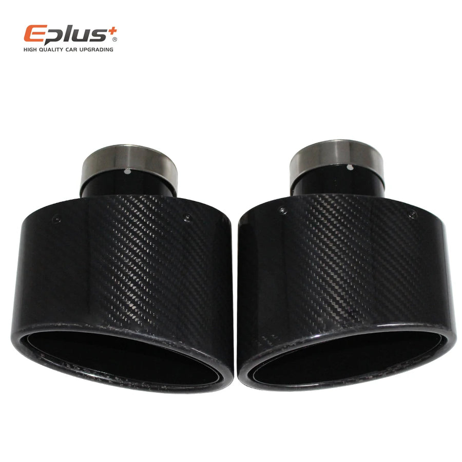 Universal Angled Oval Carbon-Fiber & Stainless Steel Exhaust Tip