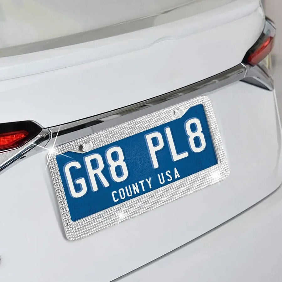 2-Piece Crystal Stainless Steel License Plate Frame Set