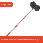 Three-Section Telescoping Car Wash Mop with Double Brush Head