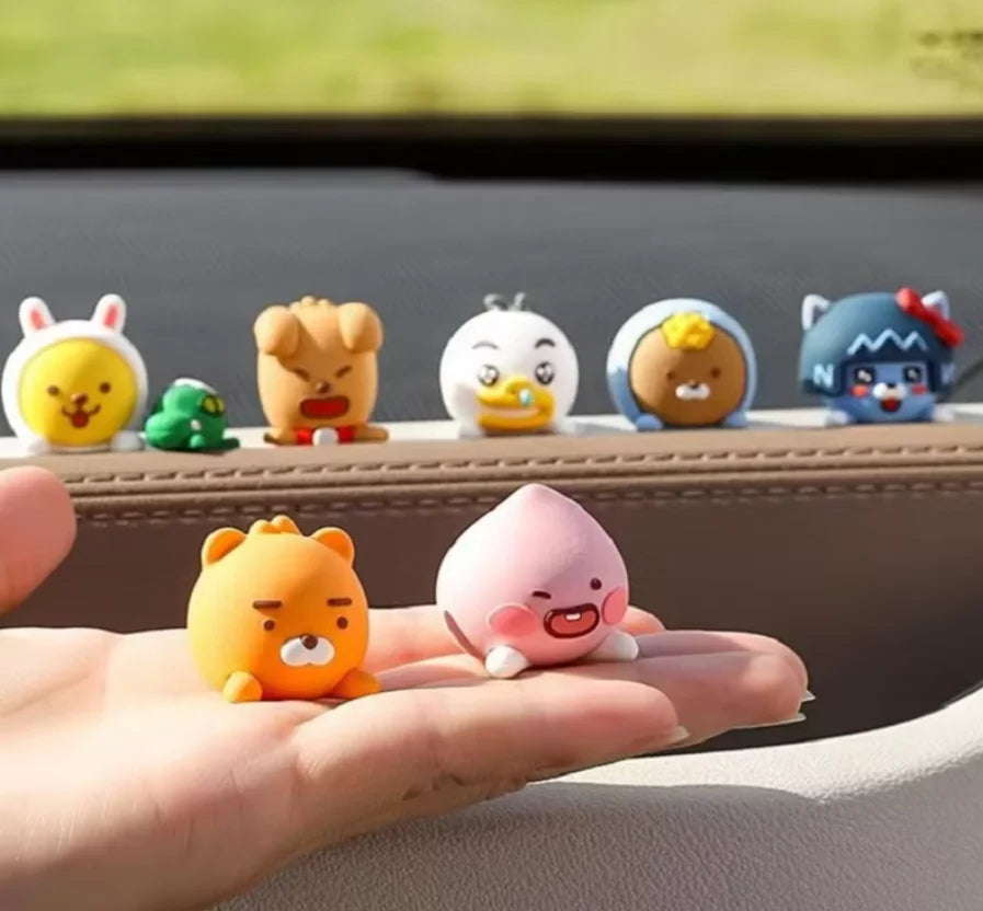 8-Piece Mini Car Dashboard Figurine Set