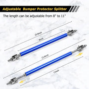 Front Bumper Lip Splitter Strut Rod Tie Support Bars Universal Adjustable 8"-11" Black Gold Blue Spoiler