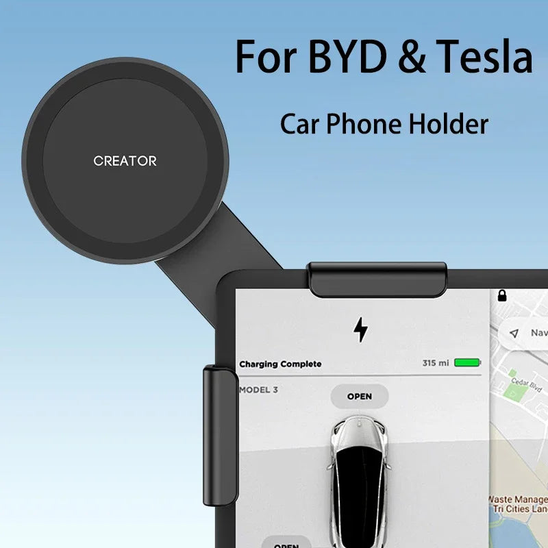 Tesla Model 3, S, X & Y Center Display Slide-Rail Magnetic Phone Holder