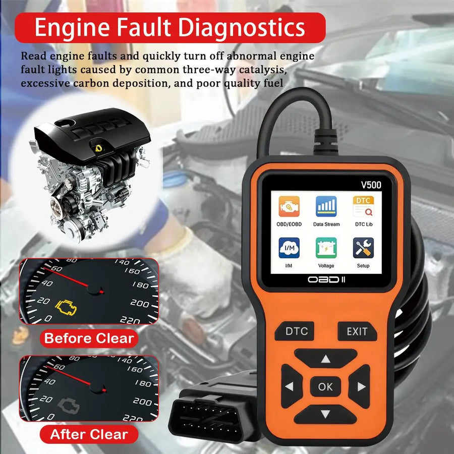 V500 OBD2 Code Reader with Vehicle Voltage and Charging Test