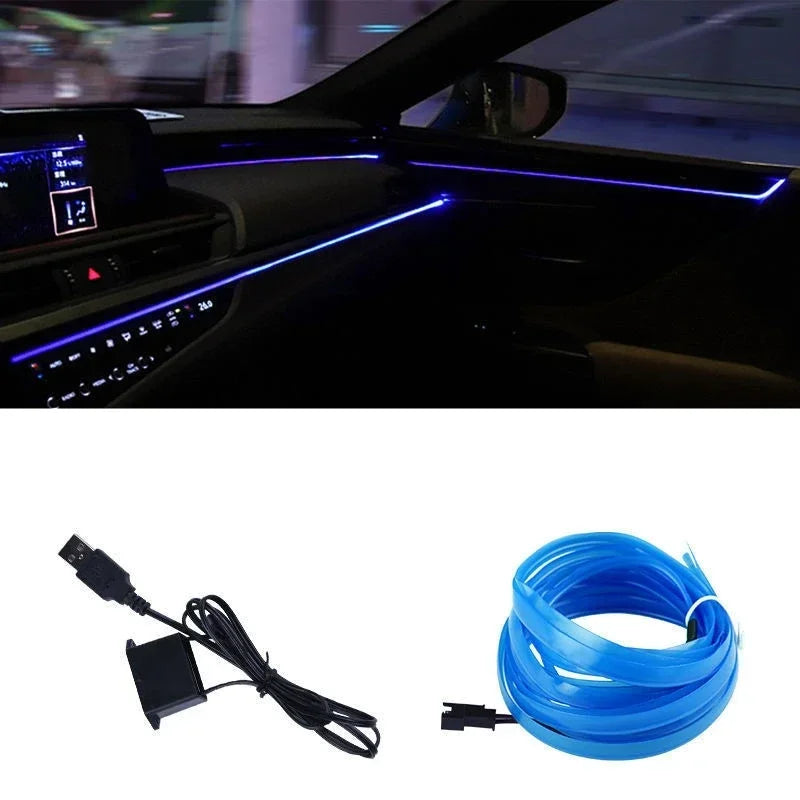 5M USB-Powered Flexible EL Wire Car Interior Neon Ambient Light Strip