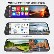 4K Dual Mirror Dash Cam with Wi-Fi App Control, GPS