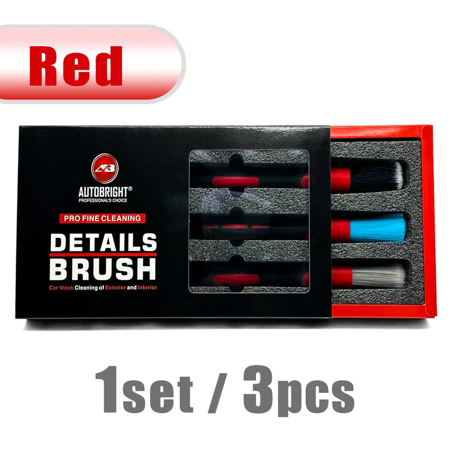 3-Piece Detailing Brush Set for Vents, Trim & Wheels