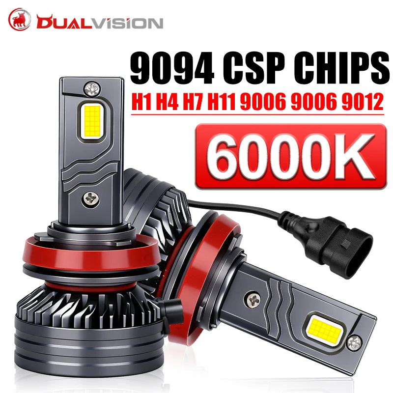 2-Piece H1/H4/H7/H11/9005/9006 LED Headlight Bulb – 6000K, High/Low Beam