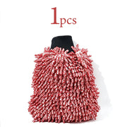 Red Double-Sided Chenille Car Wash Mitt, 26 x 20 cm
