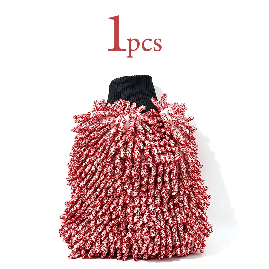 Red Double-Sided Chenille Car Wash Mitt, 26 x 20 cm