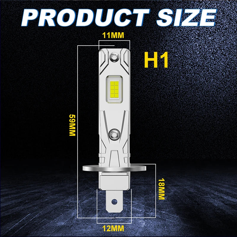 H1 LED Headlight Bulb – 6000K, Compact