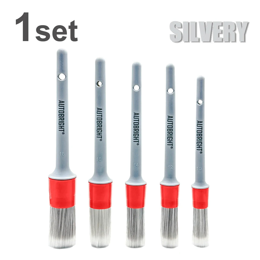 5-Piece Silver Detailing Brush Set with Tapered Bristles