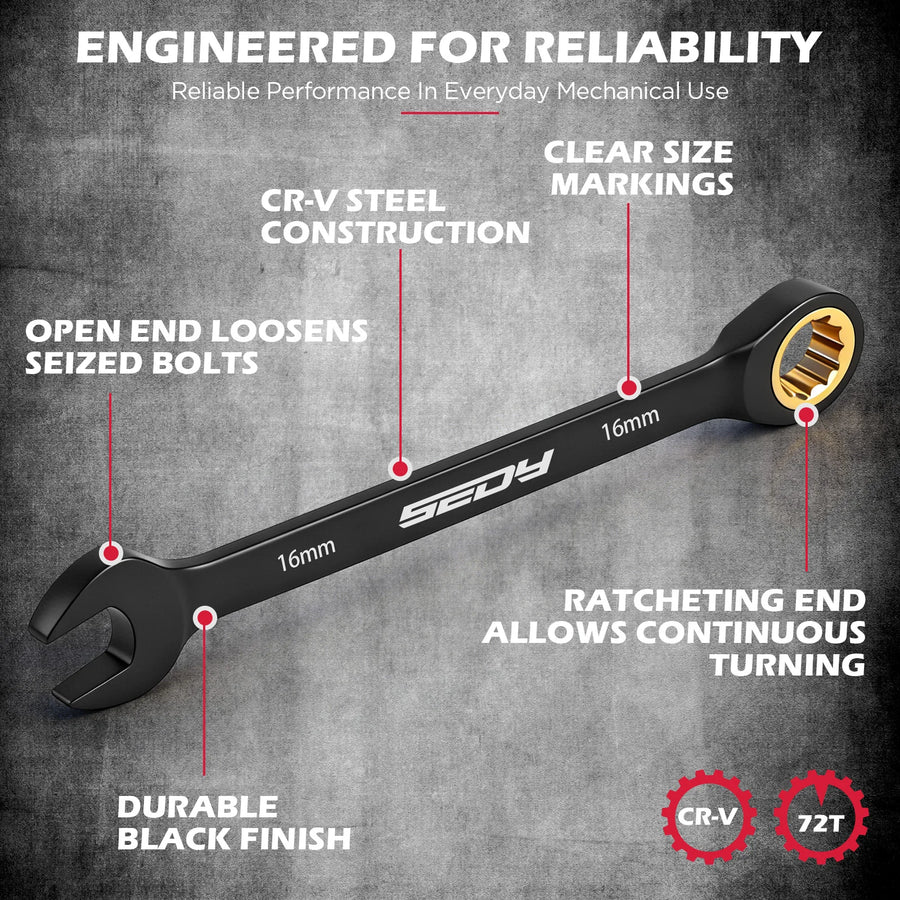 24-Piece Metric and SAE Ratcheting Wrench Set