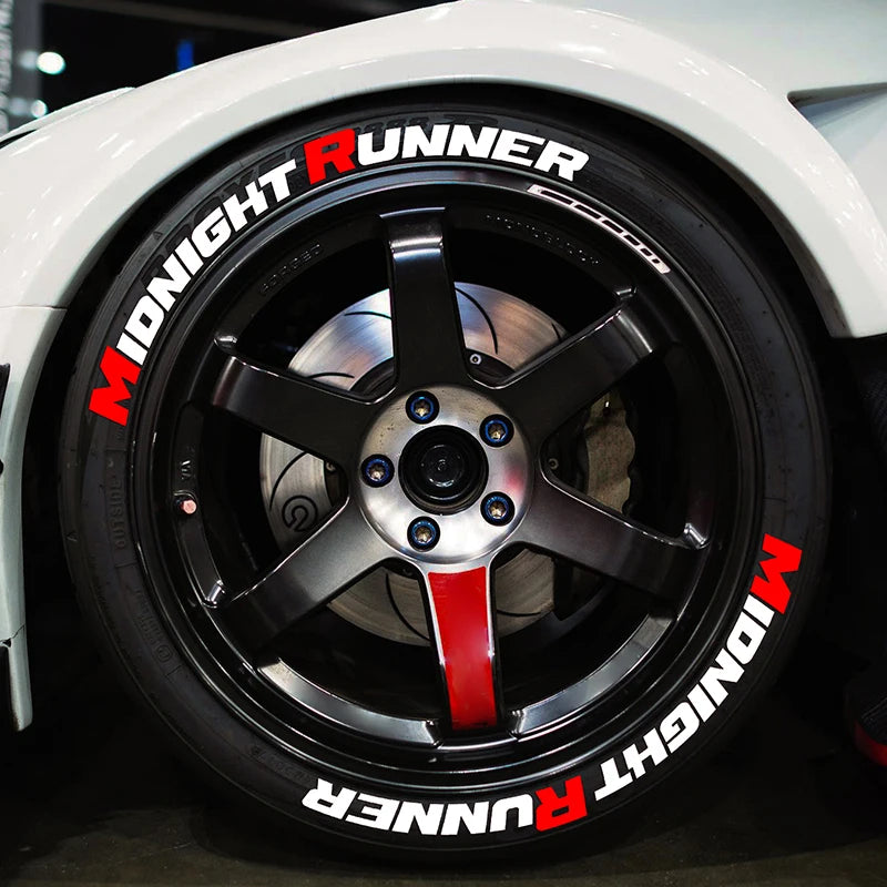 Midnight Runner Car Tire Decorative Sticker Pvc Waterproof Sectional Decal No Glue One Set for Four Tires