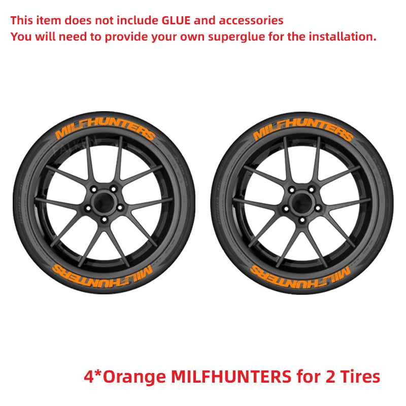 4-Piece 3D PVC Tire Letter Decal Set