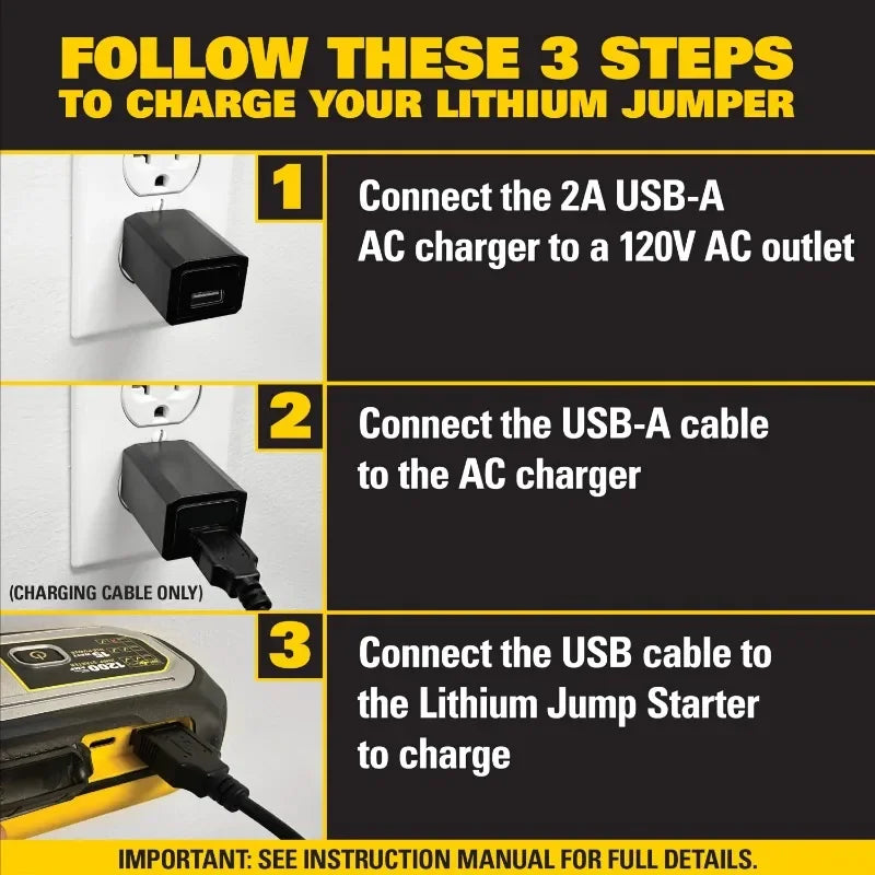 Stanley FATMAX 1200A Lithium Jump Starter with USB-A and USB-C