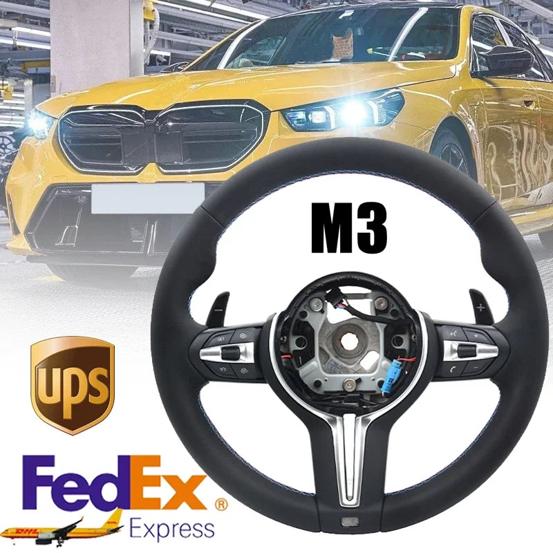 BMW E/F-Series Full-Leather Steering Wheel with Paddles – M3/M5 Styles