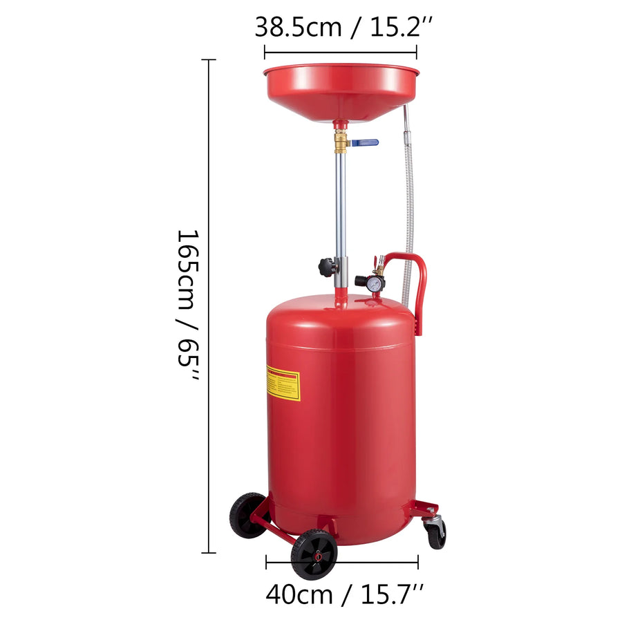 20-Gallon Air-Operated Waste Oil Drain Tank with Optional Regulating Valve