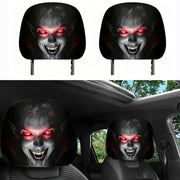 2-Piece Halloween Horror Face Car Headrest Covers – Universal Elastic Protective Sleeves