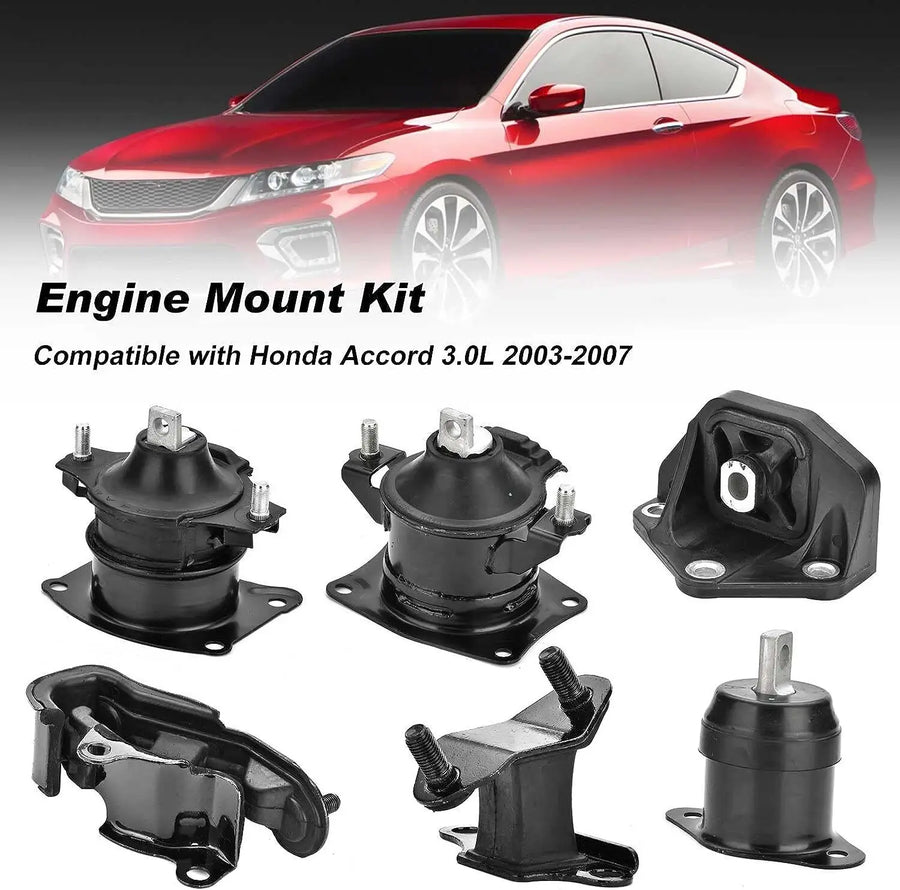 6-Piece Engine Motor & Transmission Mount Set for 2003-2007 Honda Accord 2.4L Auto