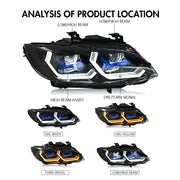 LED Headlight Assembly Set for 2006–2013 BMW E92