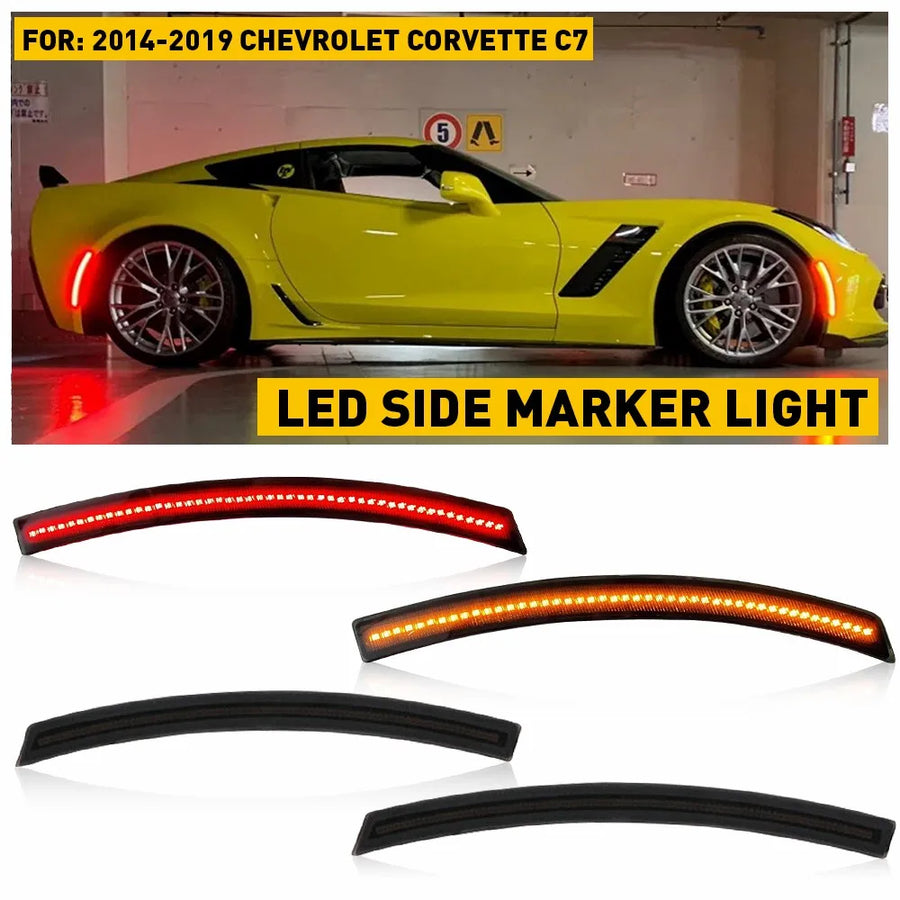 4-Piece Smoked LED Side Marker Lights for Chevrolet Corvette C7 2014-2019