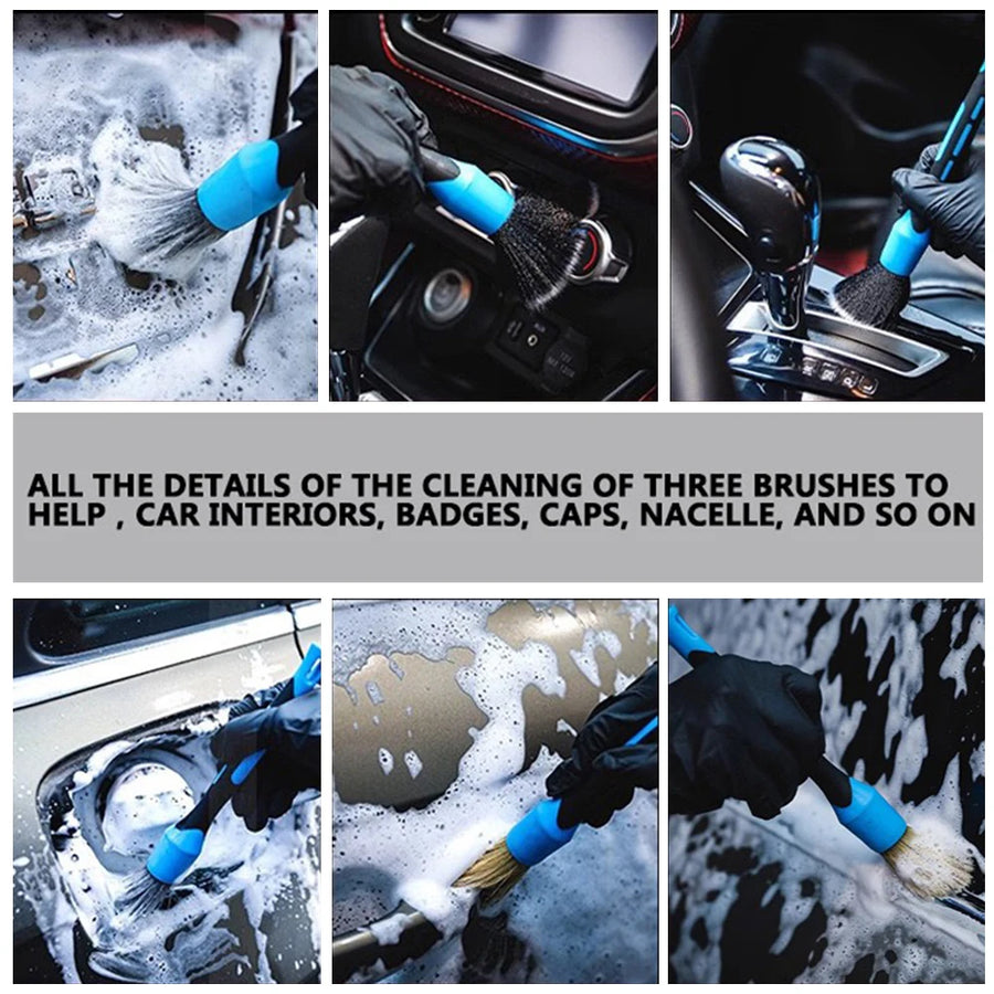 3-Piece Detailing Brush Set for Vents, Trim & Wheels