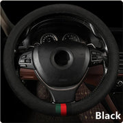 Designer Monogram Steering Wheel Cover With Classic Tricolor Stripe – 37–38 cm