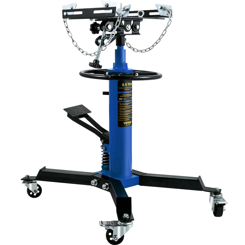 Hydraulic Telescopic Transmission Jack with Foot Pedal and Swivel Casters