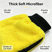 Yellow Microfiber Car Wash Mitt with Water-Resistant Lining