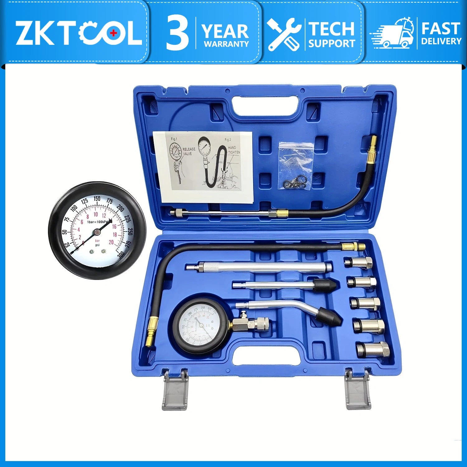 Automotive Engine Compression Tester Gauge Kit