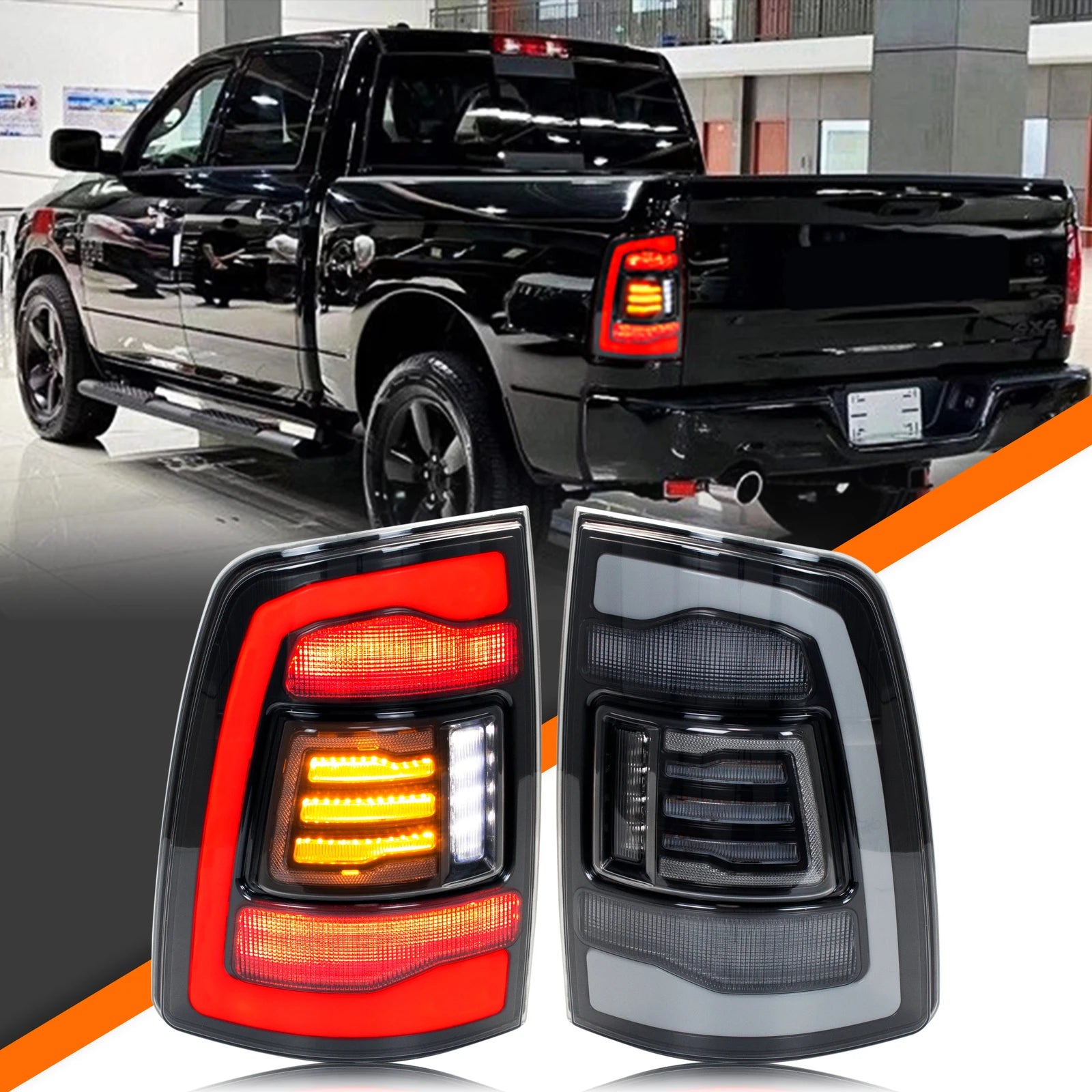 Dodge Ram 4th-Gen Sequential LED Tail Light Pair – Clear Lens