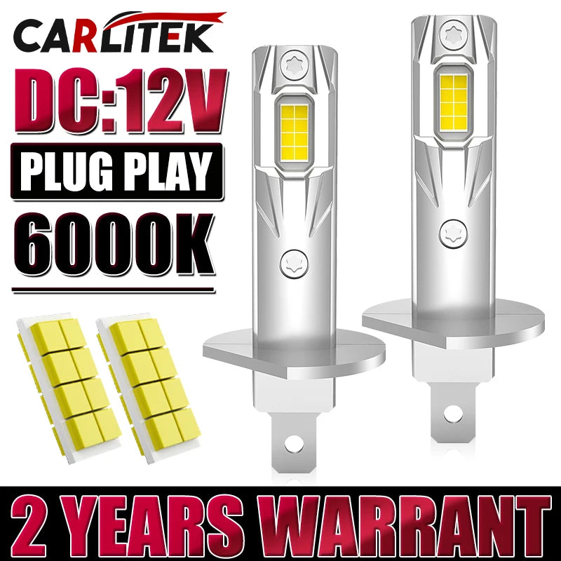 2-Piece H1 LED Headlight Bulb – 6000K, CANBUS