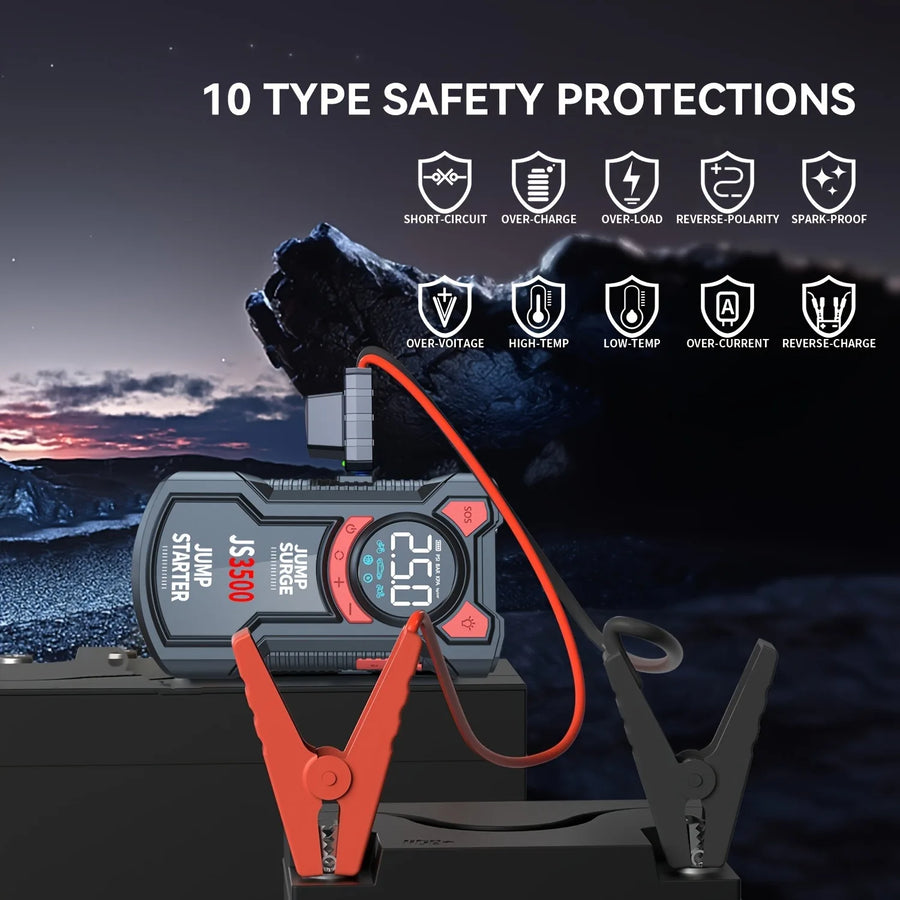 3000A 5-in-1 Car Jump Starter with 150 PSI Tire Inflator