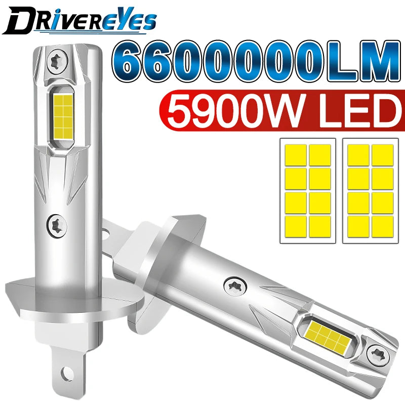 2-Piece H1 LED Headlight Bulb – 6000K, Fanless