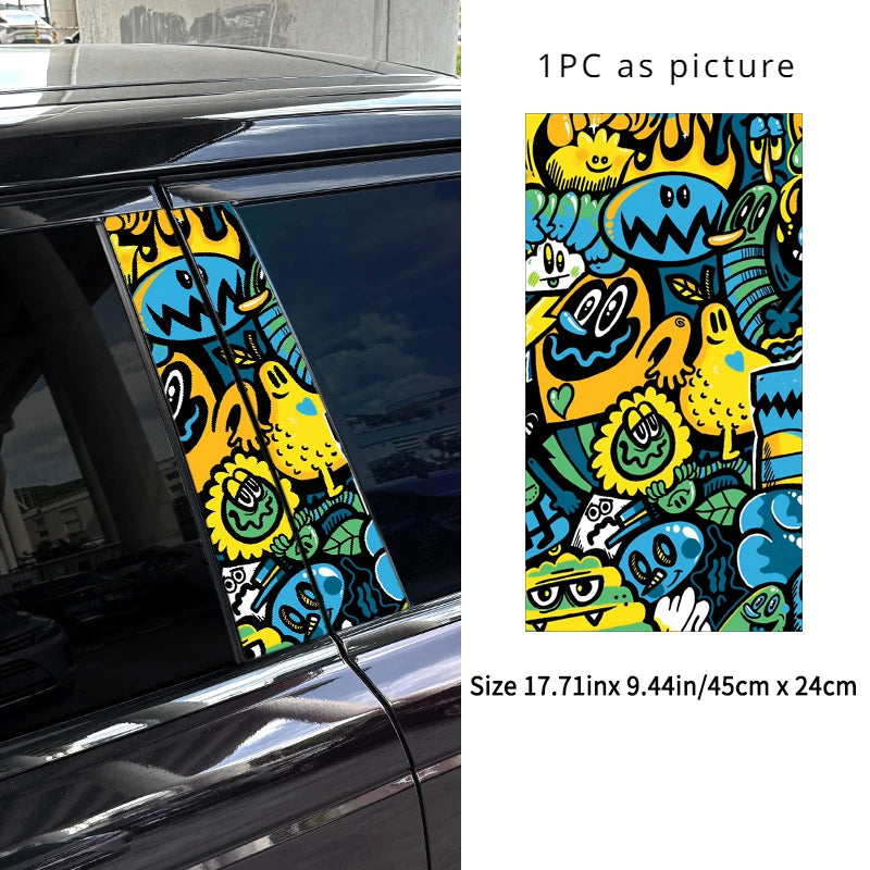 Dopamine Graffiti B-Pillar Car Decal – Waterproof Vinyl
